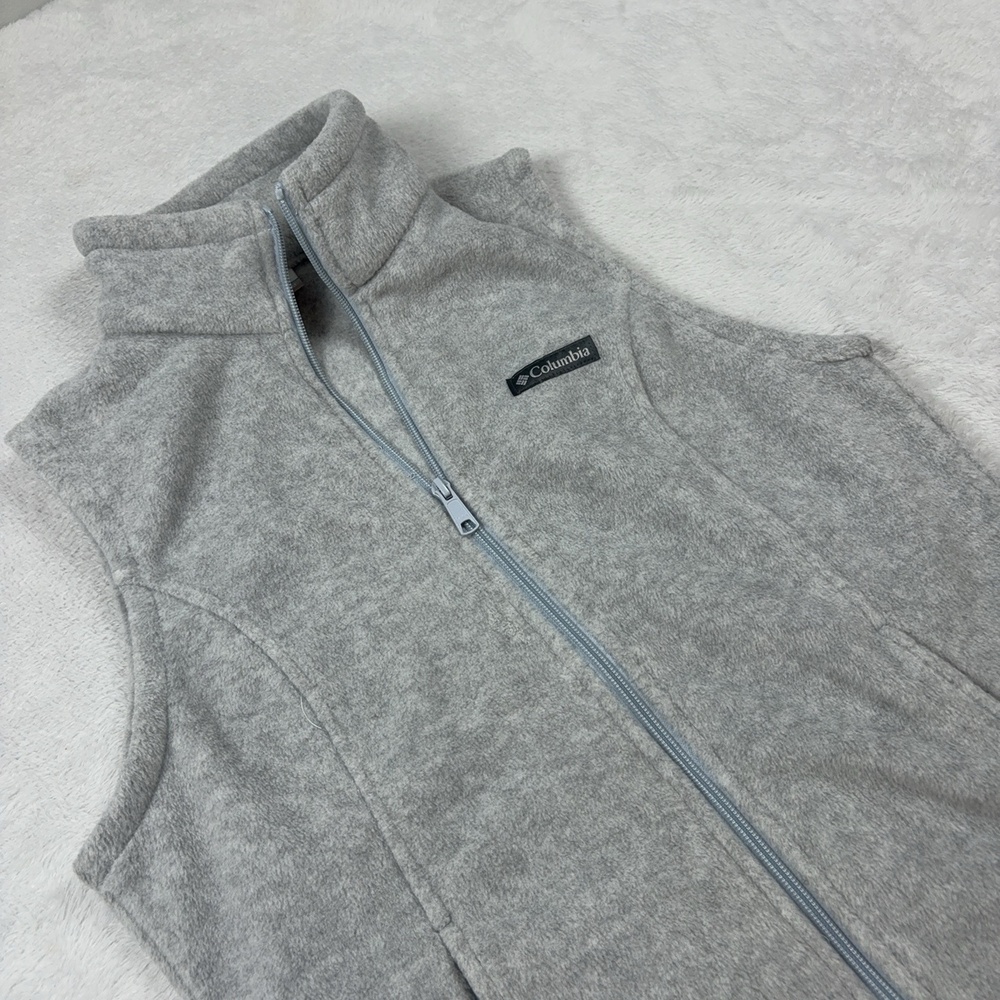 Columbia Tank Womens M Gray Fleece Mock Neck Full Zip Pockets Lightweight